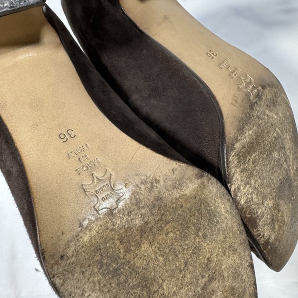 Vintage Suede Pumps Brown Block Heel 36 6 Dark Academia Fall Retro 80s 90s Italy - Picture 6 of 7